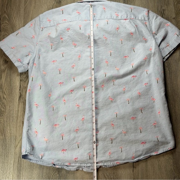 American Eagle Outfitters Shirt Mens XL Blue Flamingo Palm Tree Print Button Up - Picture 8 of 9